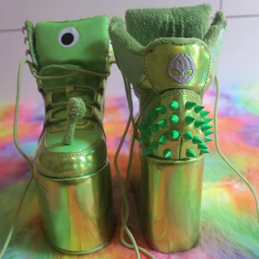 SOLD - YRU Green Alien Rave Platforms